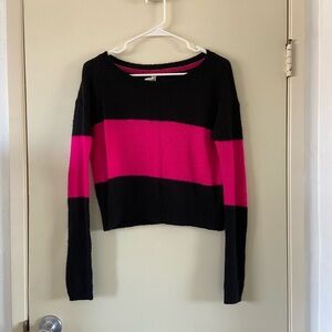 Women’s Cropped Black and Pink Sweater